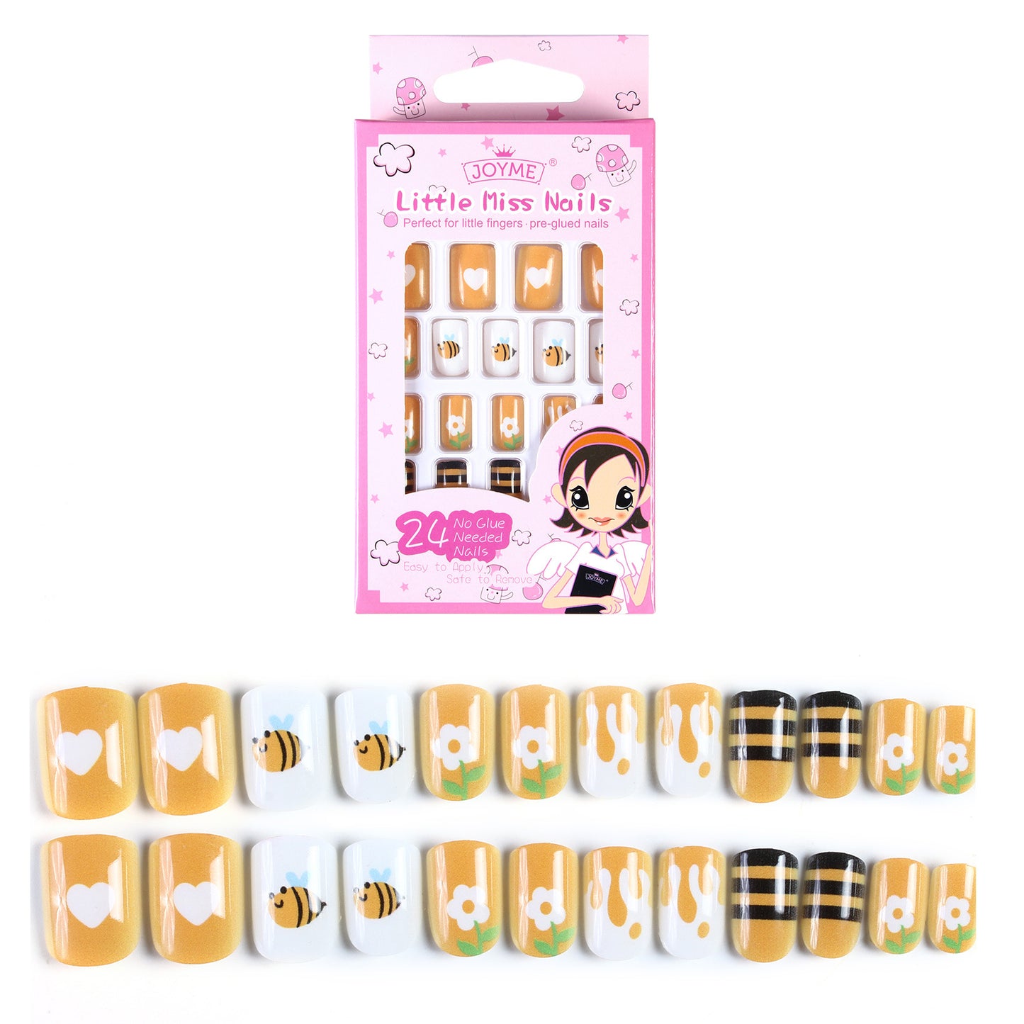 24 PCs Pre-Glued Kids Nails- CM66