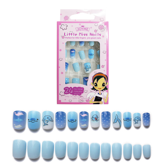 24 PCs Pre-Glued Kids Nails- CM40