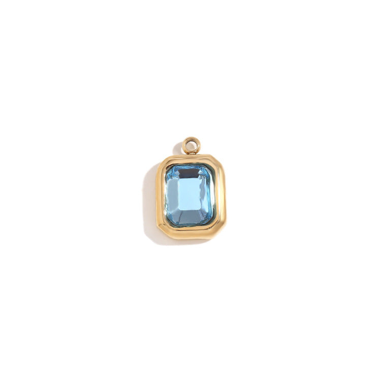 Square Glass Pendant- 18k Gold Plated