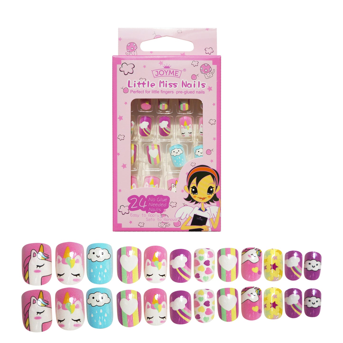 24 PCs Pre-Glued Kids Nails- CM27