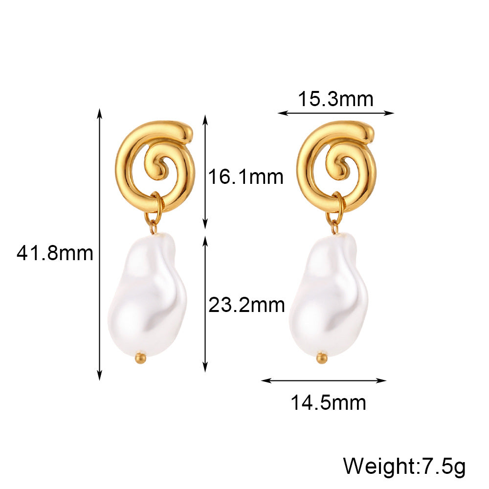 18K Gold Plated Baroque Pearl Whirlwind Earrings