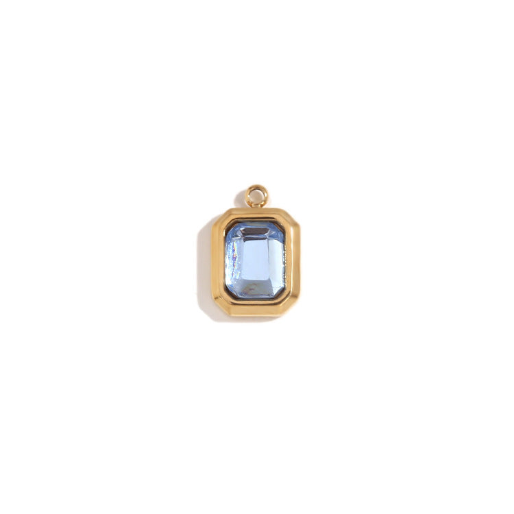 Square Glass Pendant- 18k Gold Plated