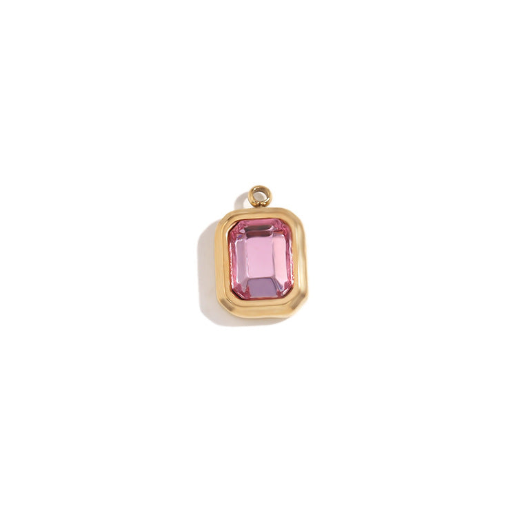 Square Glass Pendant- 18k Gold Plated