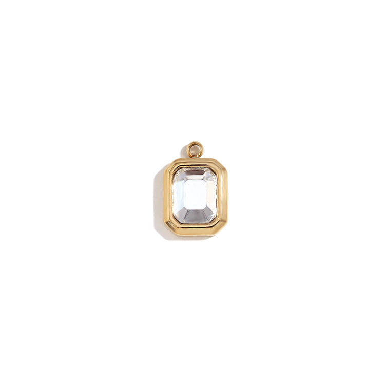 Square Glass Pendant- 18k Gold Plated