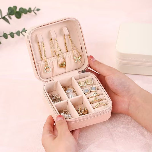 Leather Zipper Jewellery Organiser Portable box