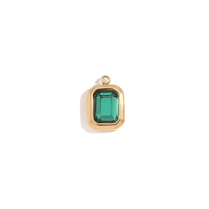 Square Glass Pendant- 18k Gold Plated