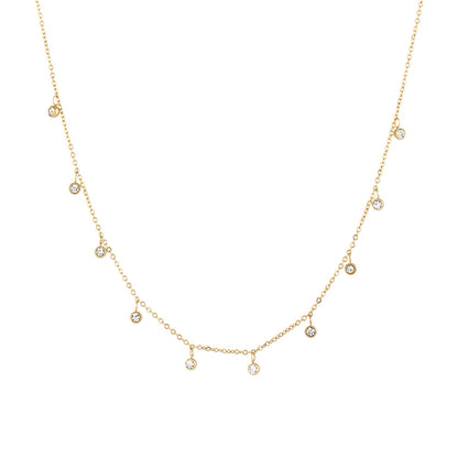 Round Zircon 10 Beads Necklace- 18K Gold Plated