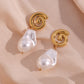 18K Gold Plated Baroque Pearl Whirlwind Earrings