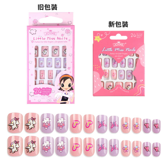 24 PCs Pre-Glued Kids Nails- CM70