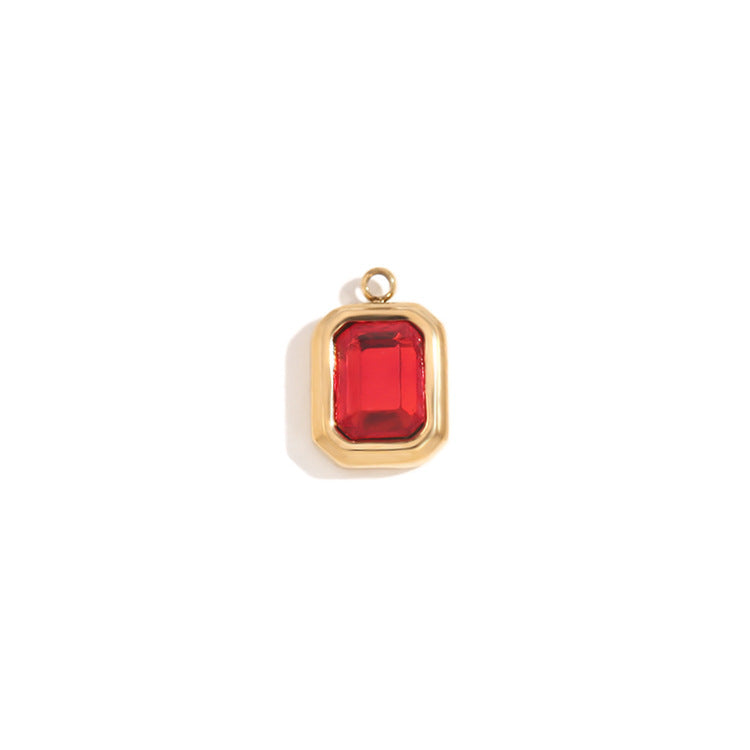 Square Glass Pendant- 18k Gold Plated