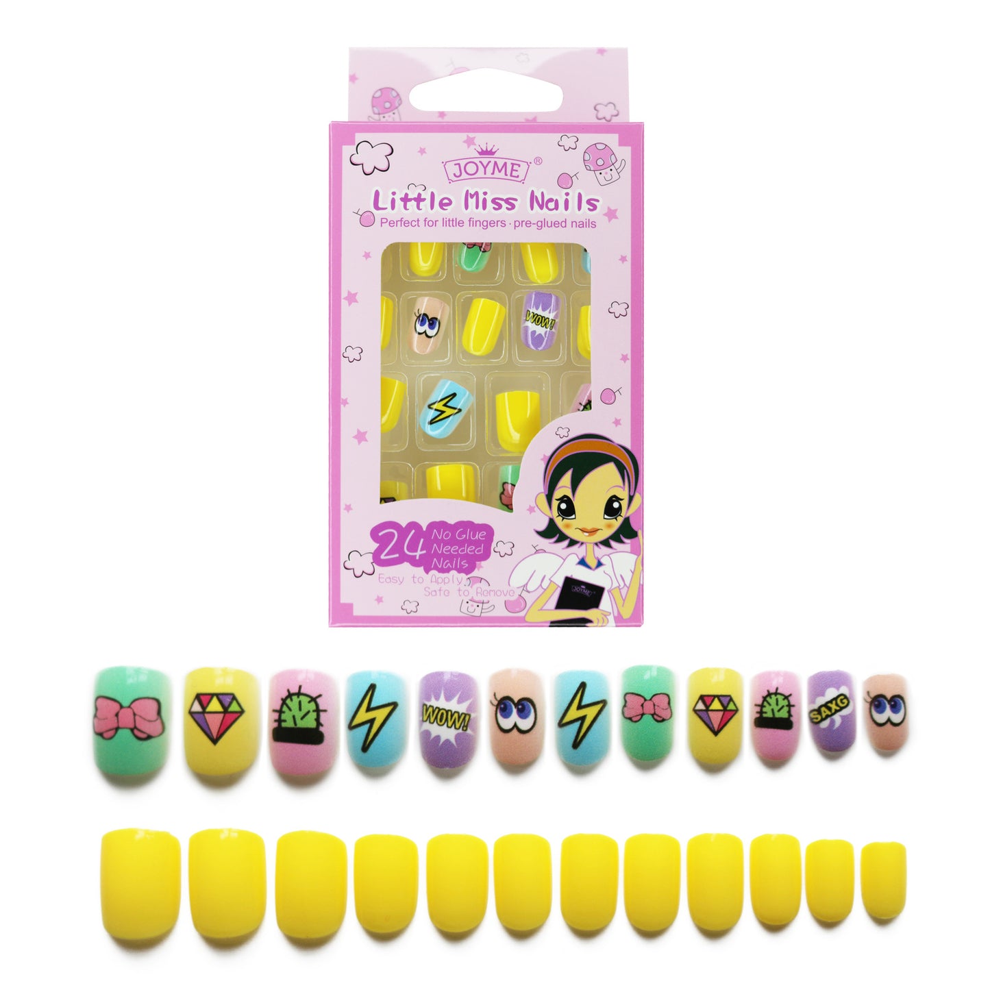 24 PCs Pre-Glued Kids Nails- CM38