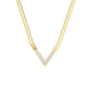 Flat Snake Chain Zircon V-Necklace- 18K Gold Plated