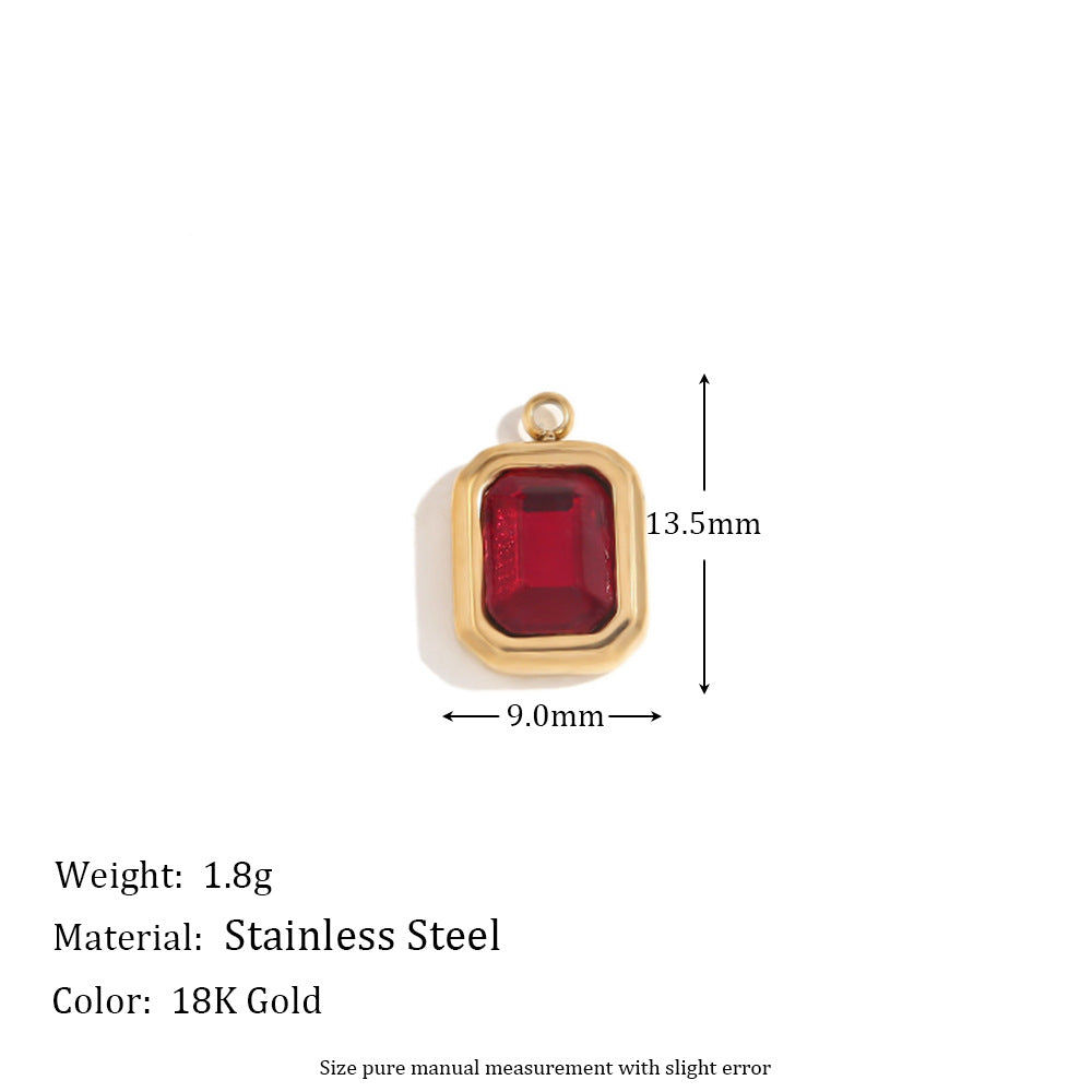 Square Glass Pendant- 18k Gold Plated