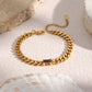 18 K Gold Plated Cuban Chain Rectangular Zircon Bracelet- GPY07