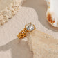 18K gold hollow strap chain zircon ring- GPY06