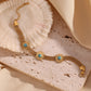 18 K Gold Plated Turquoise Sunflower Braided Bracelet- GPY08