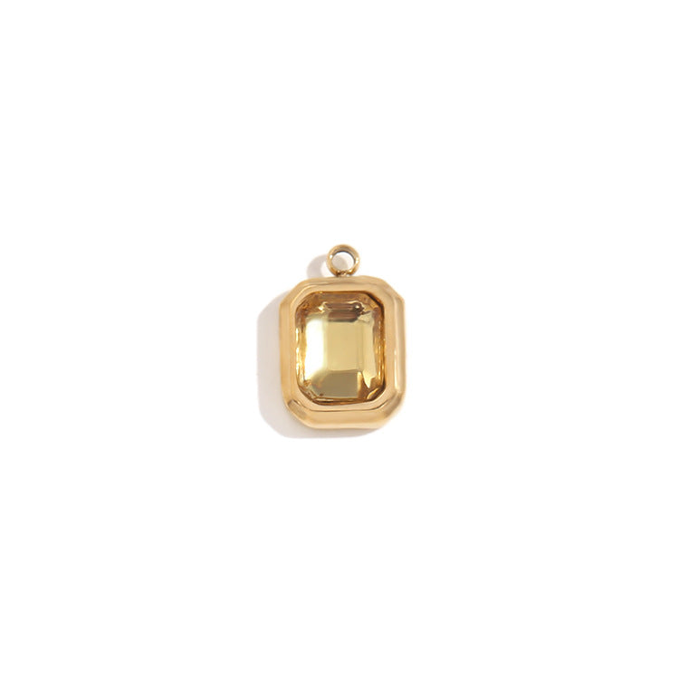 Square Glass Pendant- 18k Gold Plated