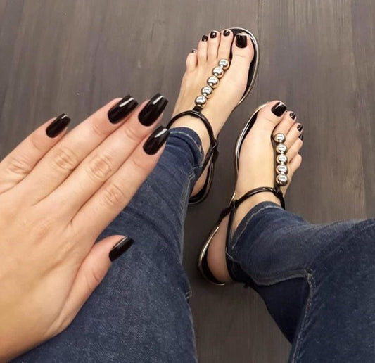 Glossy Black Hand & Toe Set- Medium Square