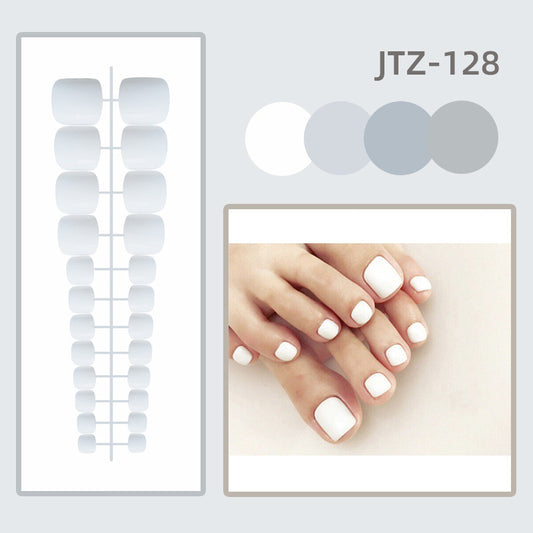 Glossy Toe Nails- White- JTZ128