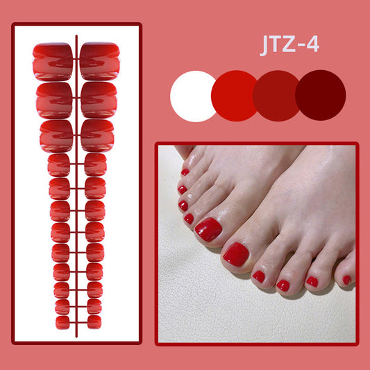 Glossy Toe Nails- Red- JTZ4